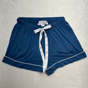 Birdy Grey Blue Satin Trim Lounge Shorts Women's Sleepwear Soft Bamboo/spandex M